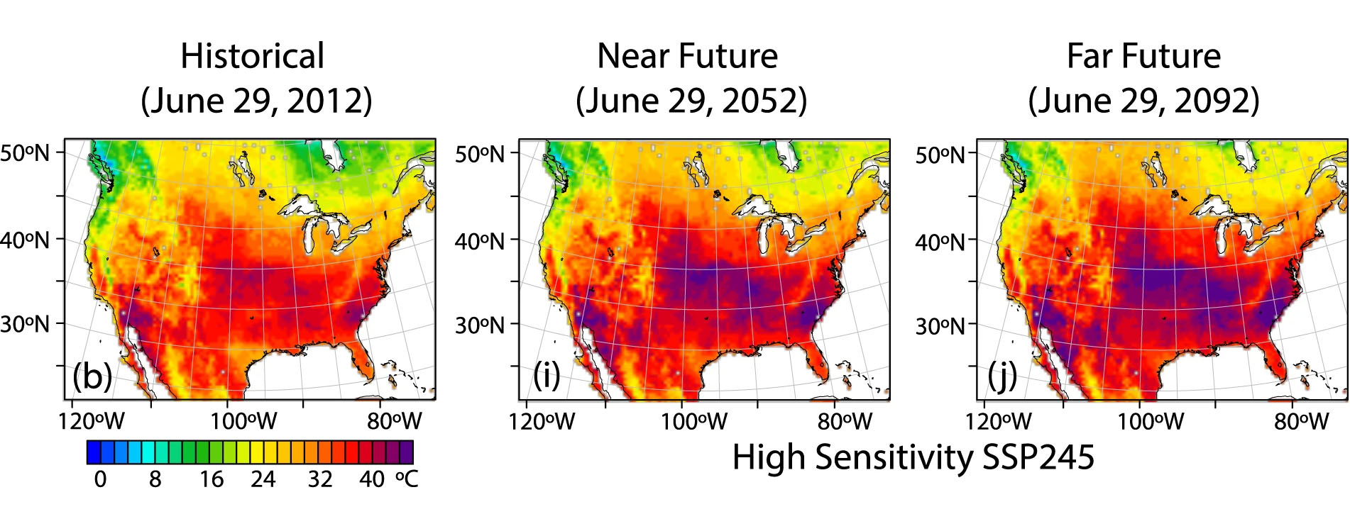 Historical heat event under near and far future scenario with high-sensitivity SSP245