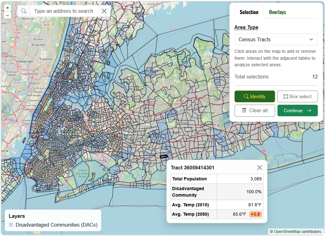 Identify results for statewide tract selection.
